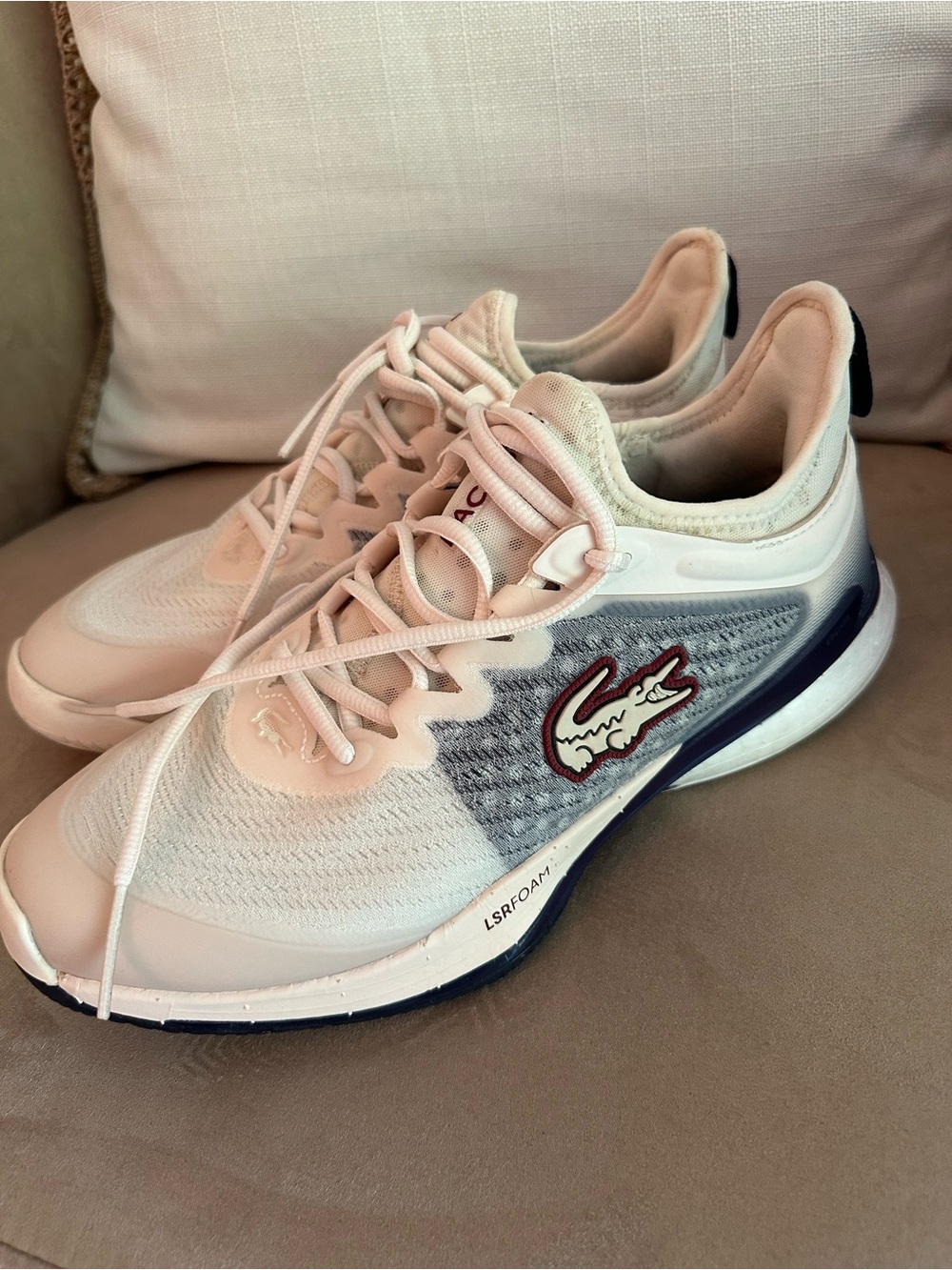 Lacoste Womens AG-LT23 LITE Off WHT/NVY size 8.5
